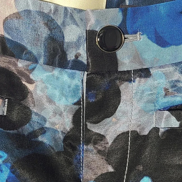Anthropologie Elevenses The Brighton Pants Women's 0 Blue Gray Satin Wide Leg - Picture 4 of 7